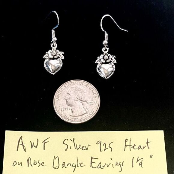 AWFx Heart & Flowers Silver Dangles - Picture 7 of 7